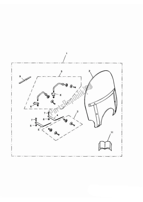 All parts for the Roadster Screen Kit of the Triumph America Carburettor 790 2002 - 2007